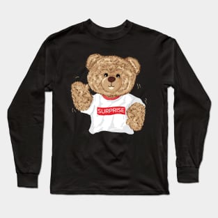 Hello with teddy bear typography design Long Sleeve T-Shirt
